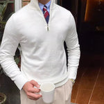 Men’s Half Zip Stand Collar Long Sleeve Knit Sweater