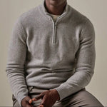 Men’s Half Zip Stand Collar Long Sleeve Pullover Sweater