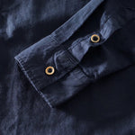 Men's Henley Mandarin Collar Button Front Long Sleeve Pullover Shirt