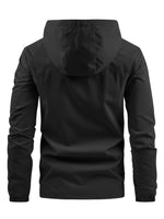 Men’s Hooded Zip Front Chest Pocket Windbreaker Jacket