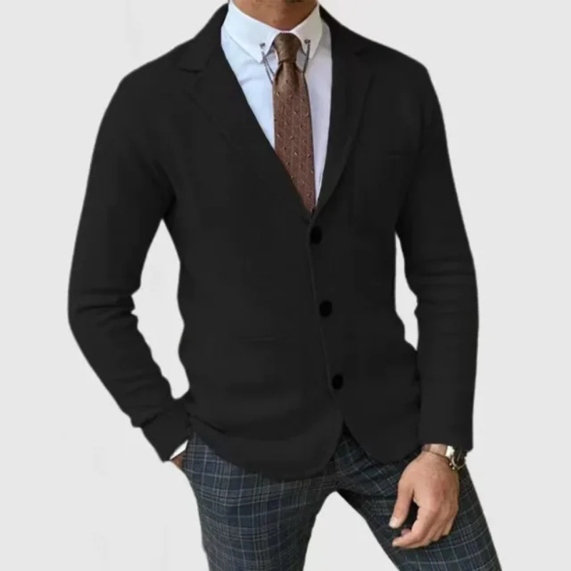Men’s Knit Notch Lapel Button Front Blazer Jacket