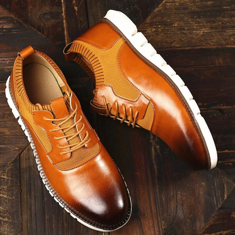 Men's Lace Up Low Top Knit Panel Shoes