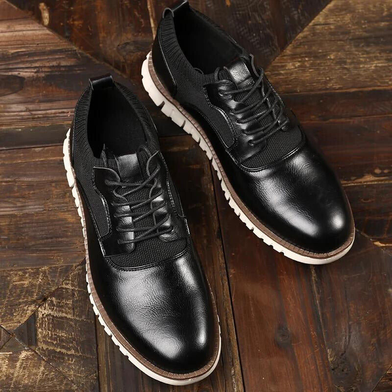 Men's Lace Up Low Top Knit Panel Shoes
