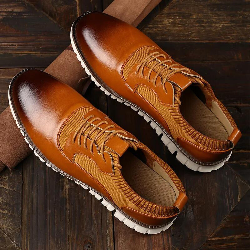 Men's Lace Up Low Top Knit Panel Shoes
