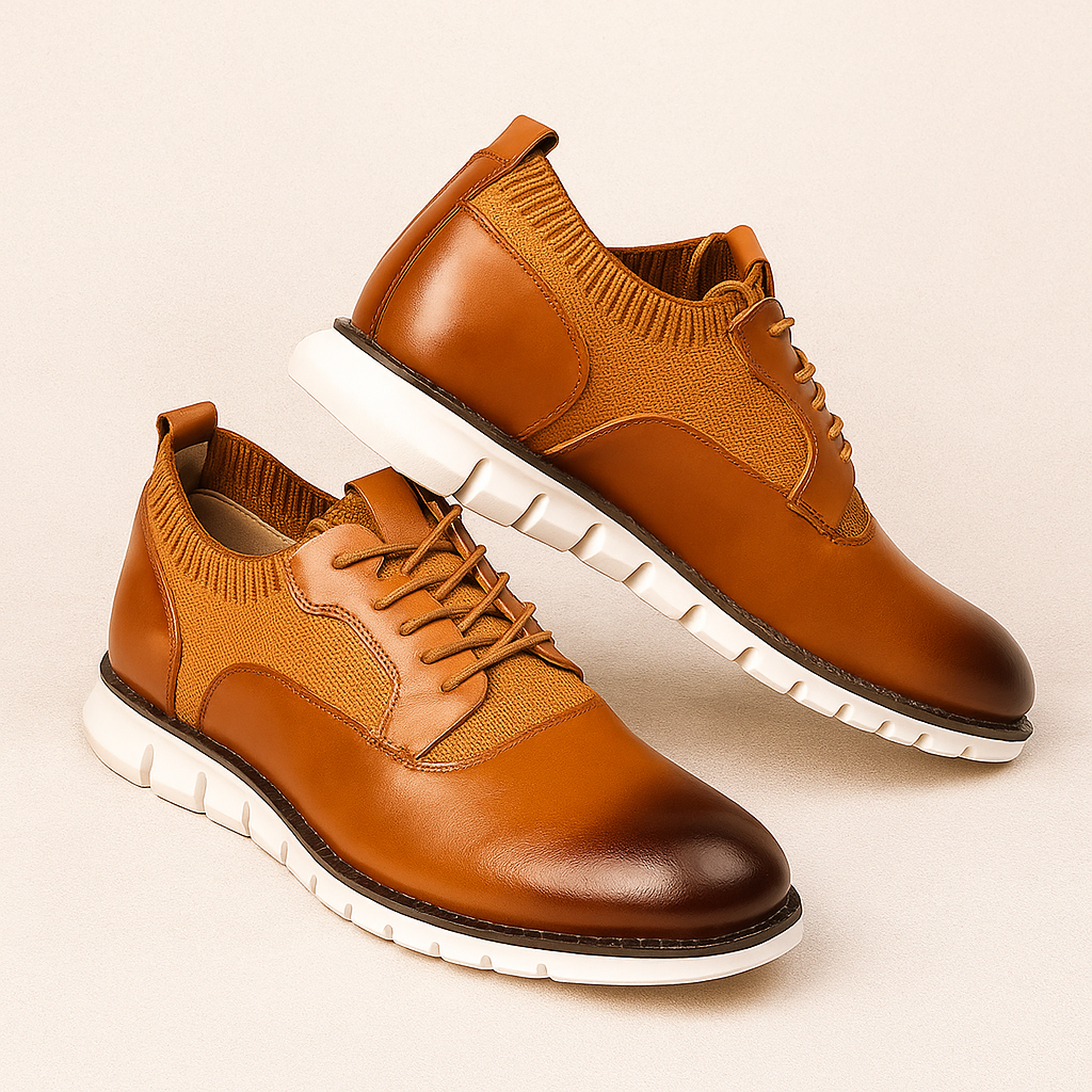Men's Lace Up Low Top Knit Panel Shoes