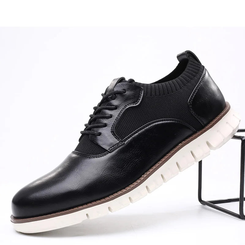 Men's Lace Up Low Top Knit Panel Shoes