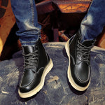 Men’s Lace-Up Moc Toe Contrast Sole Ankle Boots