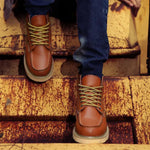 Men’s Lace-Up Moc Toe Contrast Sole Ankle Boots