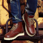 Men’s Lace-Up Moc Toe Contrast Sole Ankle Boots