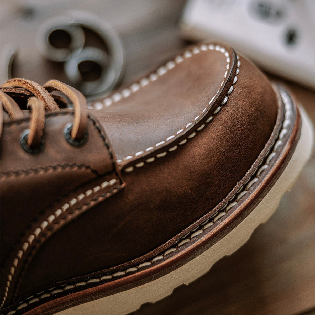 Men’s Lace-Up Moc Toe Rugged Work Boots