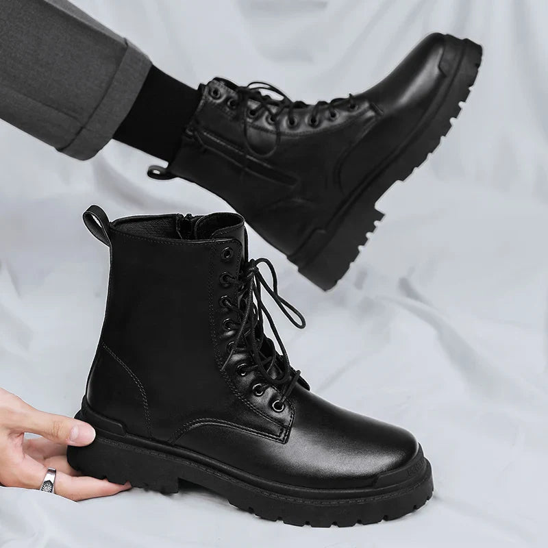 Men’s Lace-Up and Side Zip Combat Style Ankle Boots