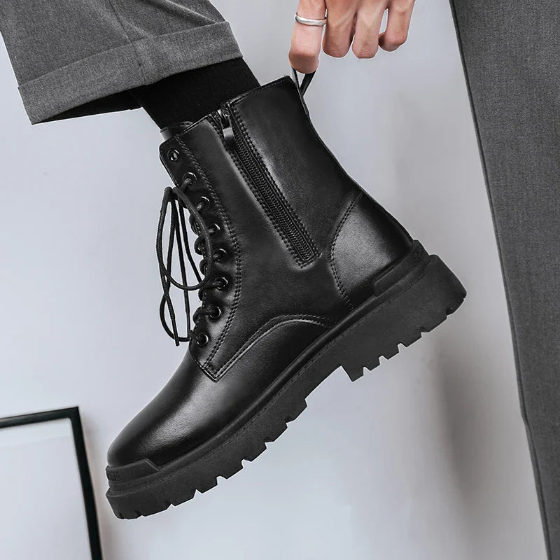 Men’s Lace-Up and Side Zip Combat Style Ankle Boots