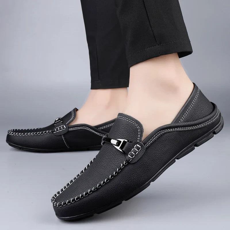 Men’s Leather Look Horsebit Loafers