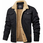 Men's Long Sleeve Button Front Shirt-Style Collar Fleece Lined Jacket