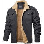Men's Long Sleeve Button Front Shirt-Style Collar Fleece Lined Jacket