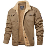 Men's Long Sleeve Button Front Shirt-Style Collar Fleece Lined Jacket