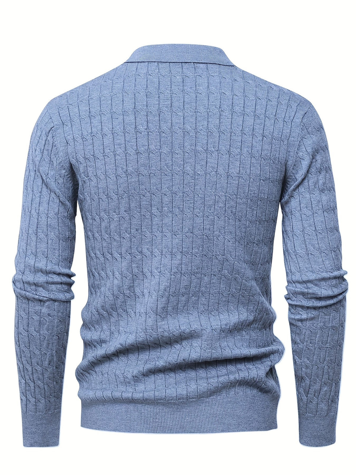 Men's Long Sleeve Cable Knit Polo Sweater