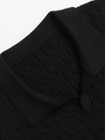 Men's Long Sleeve Cable Knit Polo Sweater