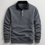 Men's Long Sleeve Contrast Collar Polo Sweater