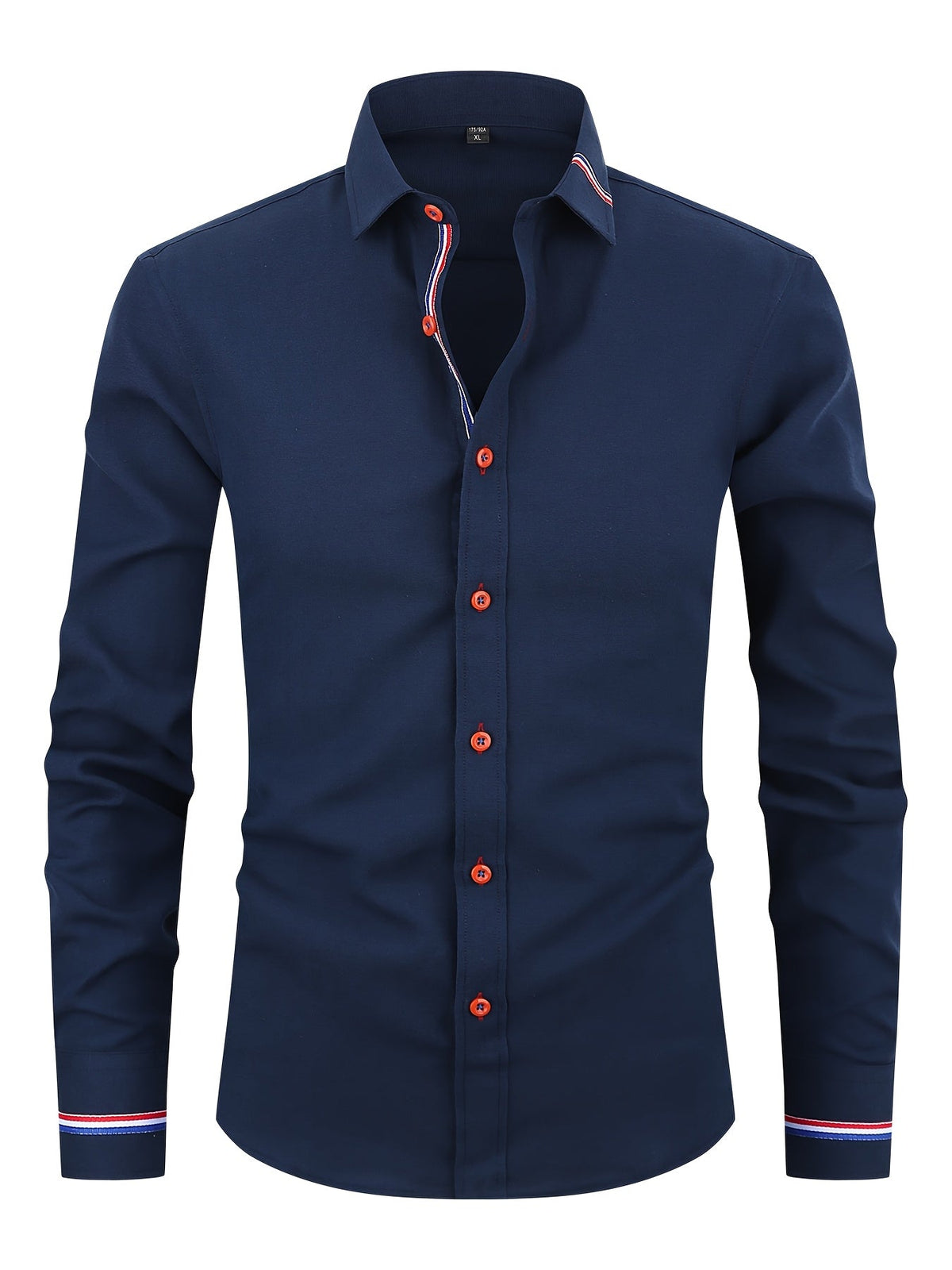 Men's Long Sleeve Contrast Placket Button Down Shirt