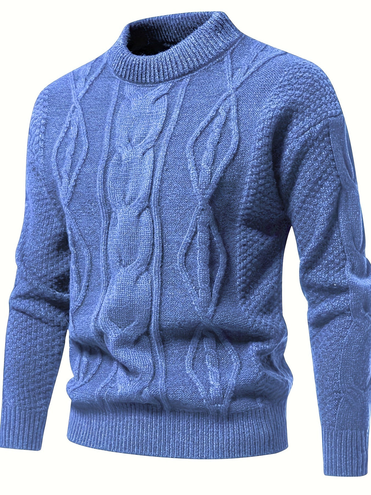 Men's Long Sleeve Crew Neck Cable Knitted Sweater