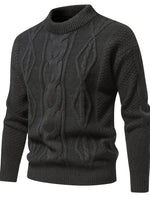 Men's Long Sleeve Crew Neck Cable Knitted Sweater