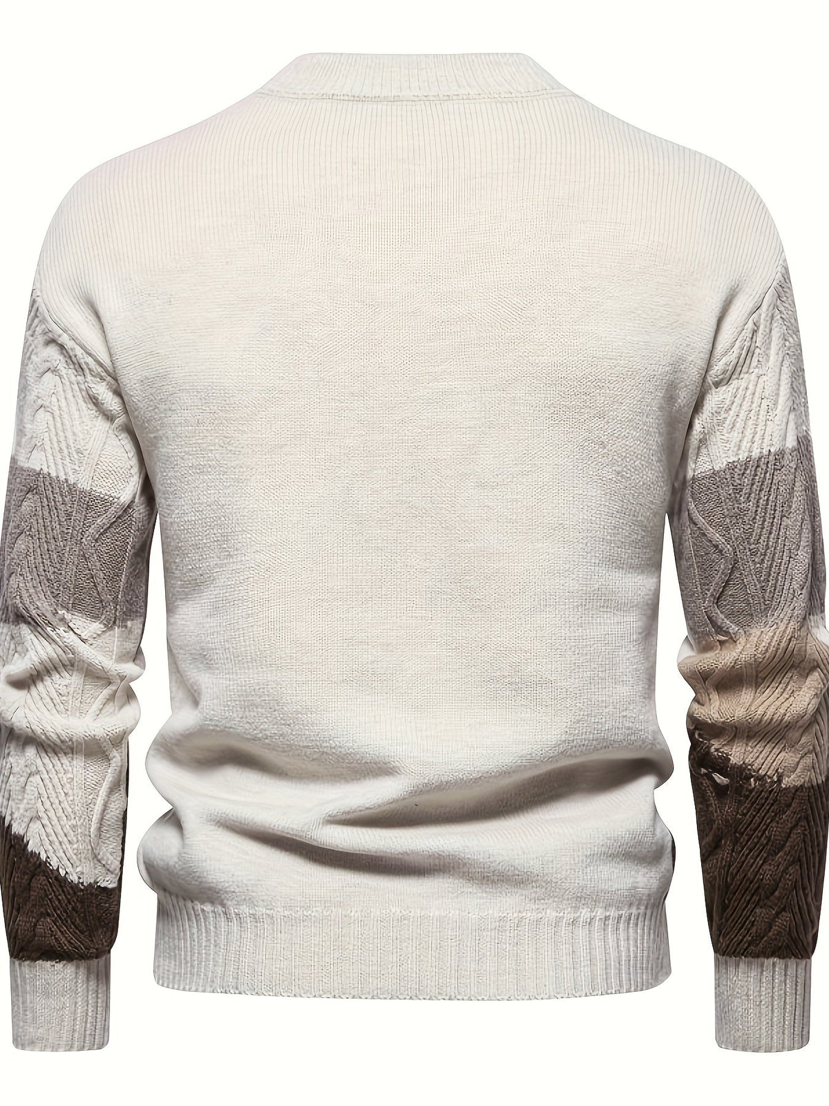 Men's Long Sleeve Crew Neck Color Block Knitted Sweater