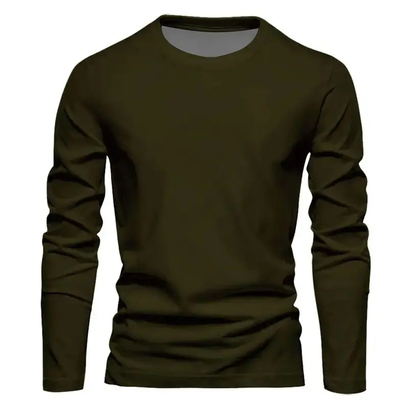 Men’s Long Sleeve Crew Neck Round Collar T-Shirt