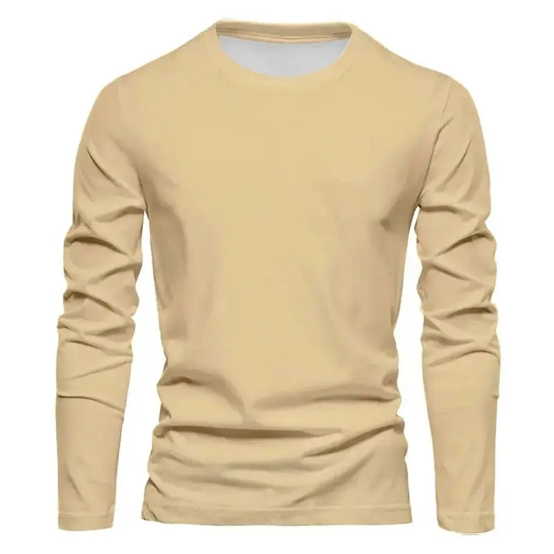 Men’s Long Sleeve Crew Neck Round Collar T-Shirt
