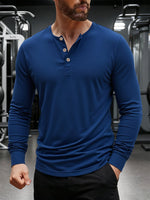 Men’s Long Sleeve Henley Collar T-Shirt