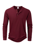 Men’s Long Sleeve Henley Collar T-Shirt