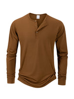Men’s Long Sleeve Henley Collar T-Shirt