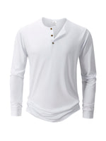 Men’s Long Sleeve Henley Collar T-Shirt