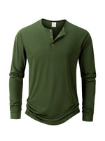 Men’s Long Sleeve Henley Collar T-Shirt