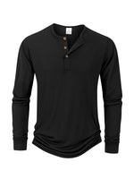 Men’s Long Sleeve Henley Collar T-Shirt