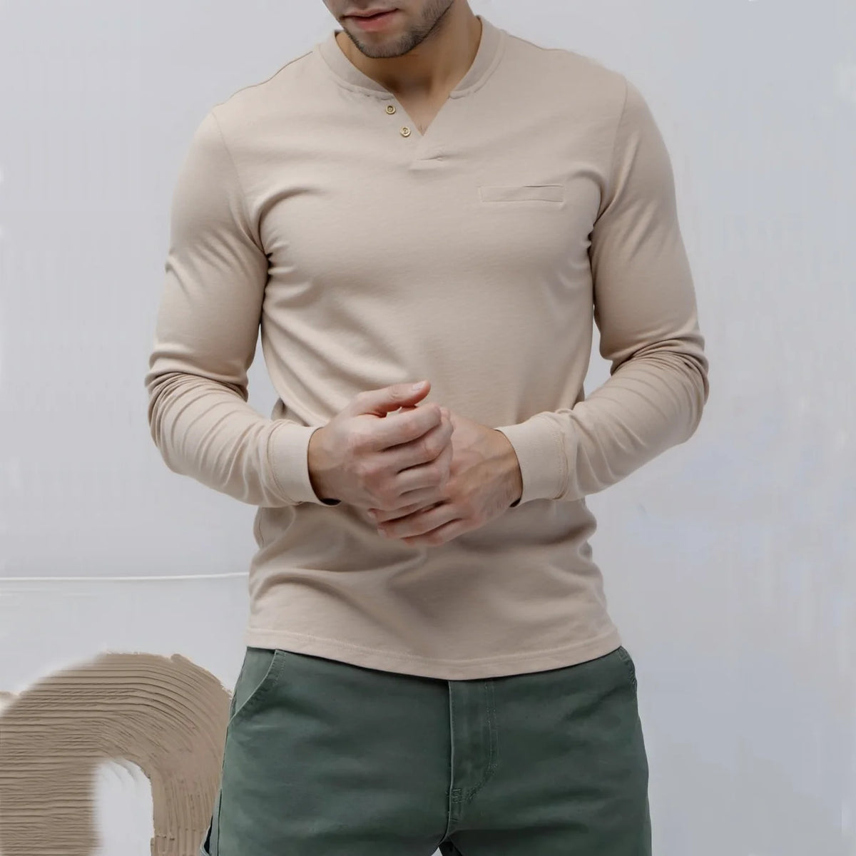 Men’s Long Sleeve Henley T-Shirt