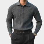 Men's Long Sleeve Patterned Polo Sweater