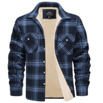 Men's Long Sleeve Plaid Button Front Sherpa-lined Flannel Shirt Jacket