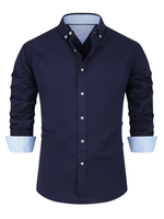 Men’s Long Sleeve Pointed Collar Button Down Shirt