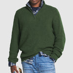 Men's Long Sleeve Stand Collar Quarter Zip Knitted Sweater