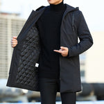 Men's Long Sleeve Zip Front Hooded Coat