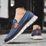 Men's Low Top Knit Pattern Round Toe Slip On Grooved Sole Loafers
