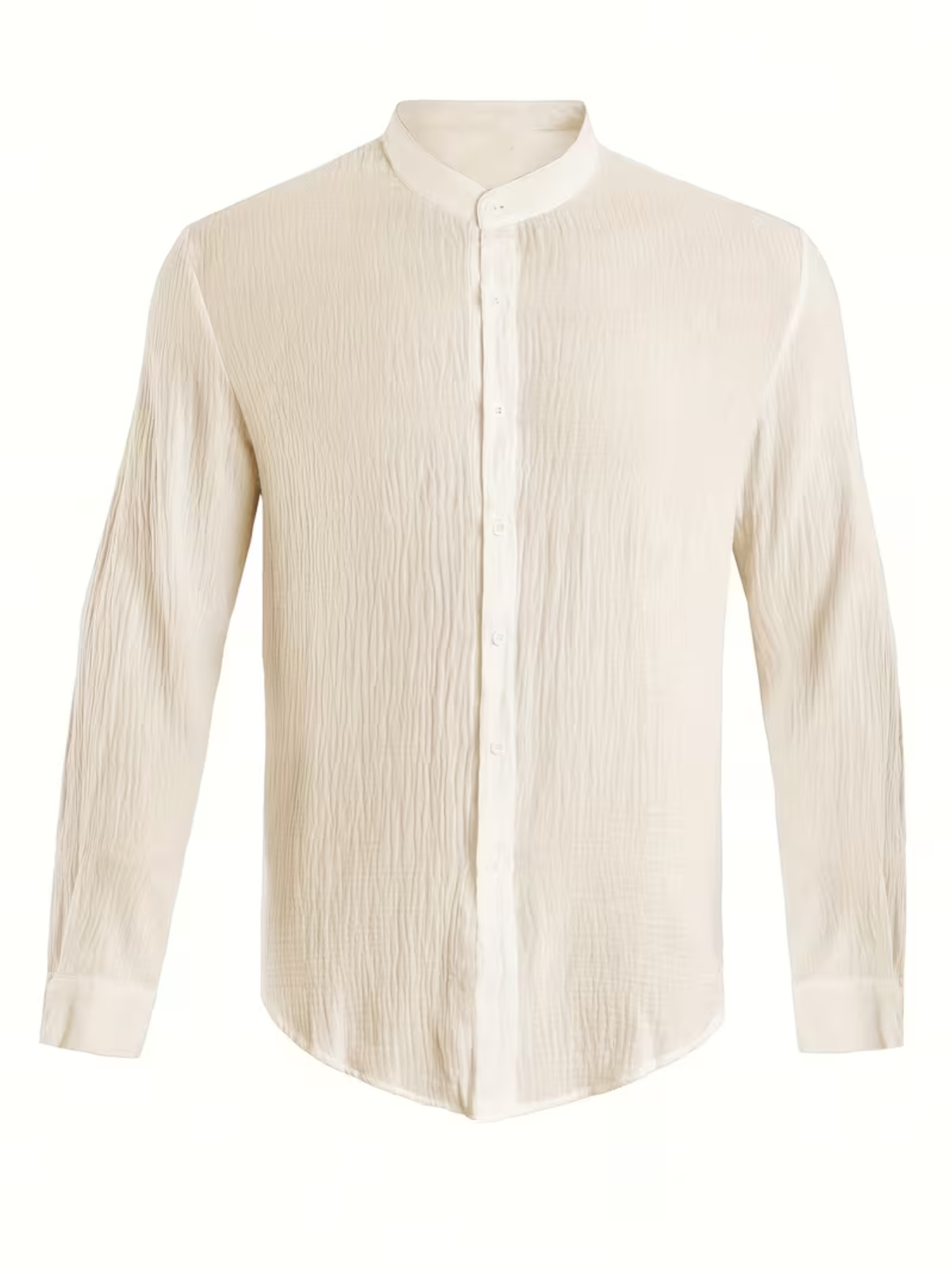 Men's Mandarin Collar Long Sleeve Button Up Shirt