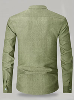 Men's Mandarin Collar Long Sleeve Buttoned Shirt