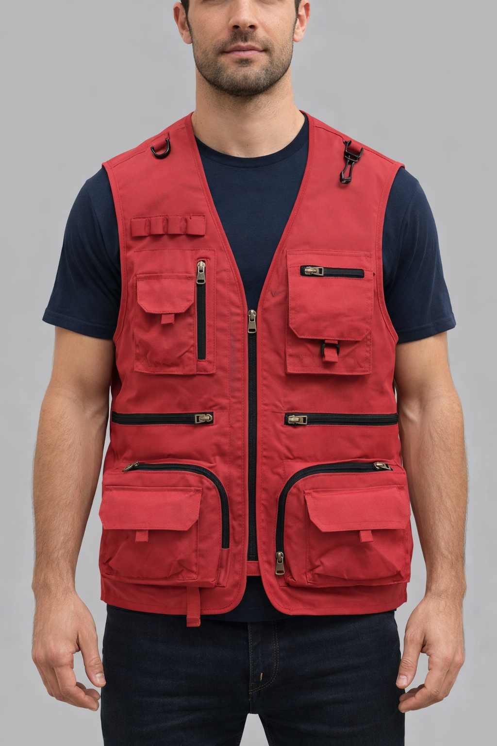 Men's Multi-Pocket Front Zip Utility Vest