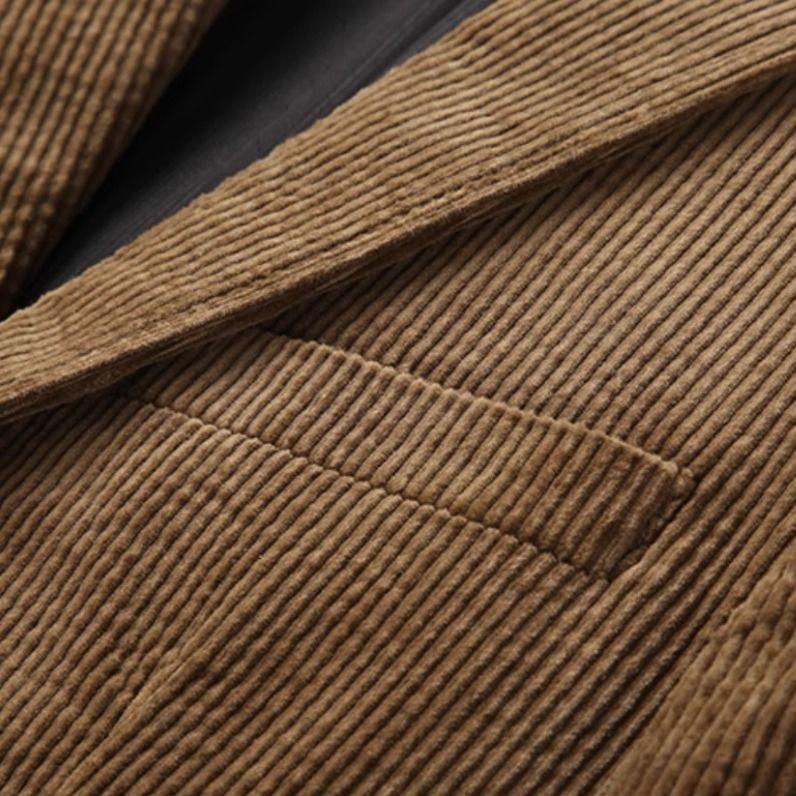 Men’s Notch Lapel Button Front Corduroy Blazer Jacket