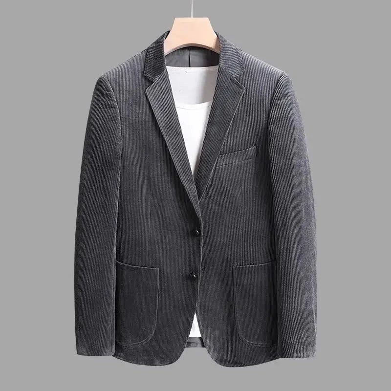 Men’s Notch Lapel Button Front Corduroy Blazer Jacket