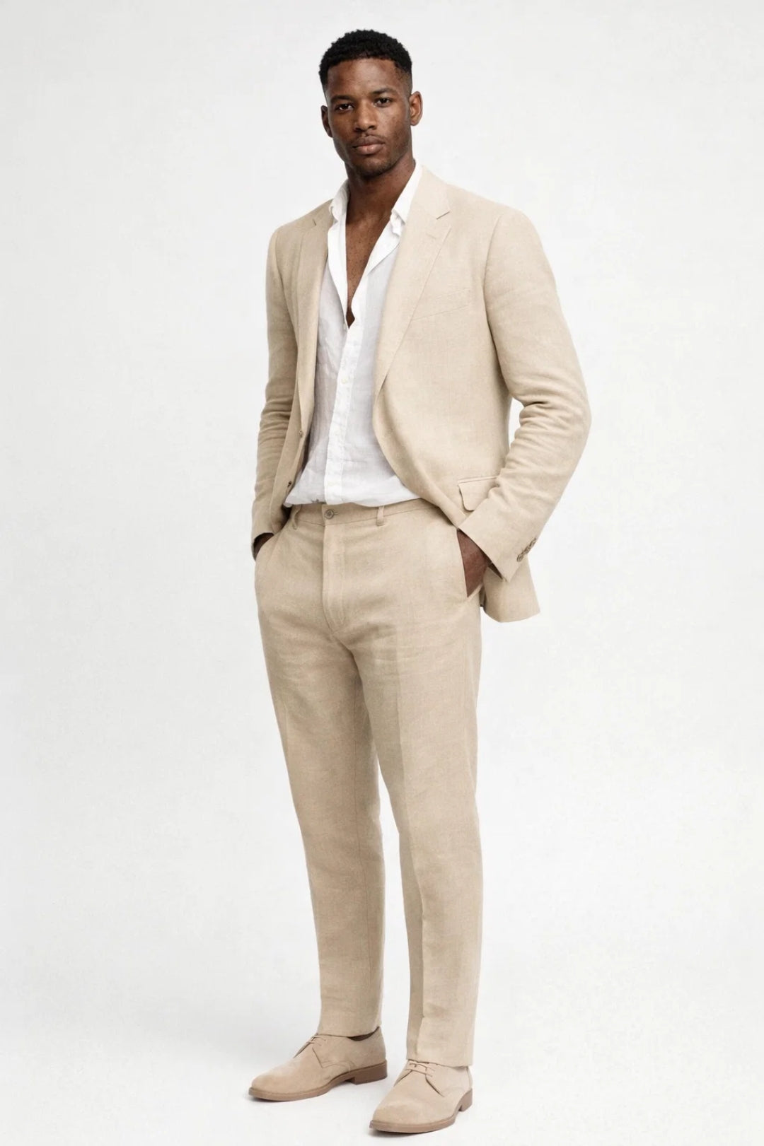 Men's Notch-Lapel Long Sleeve 2-Piece Suit Set