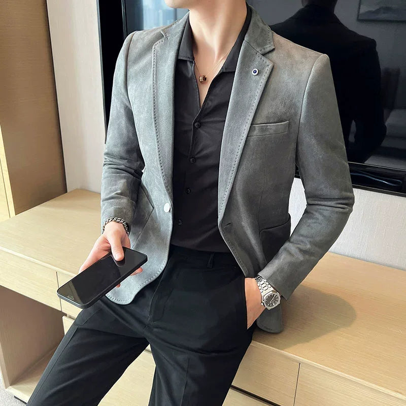 Men’s Notch Lapel Single Breasted Tailored Blazer Jacket
