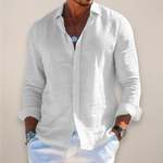 Men's Pointed-Collar Long-Sleeve Button-Up Shirt